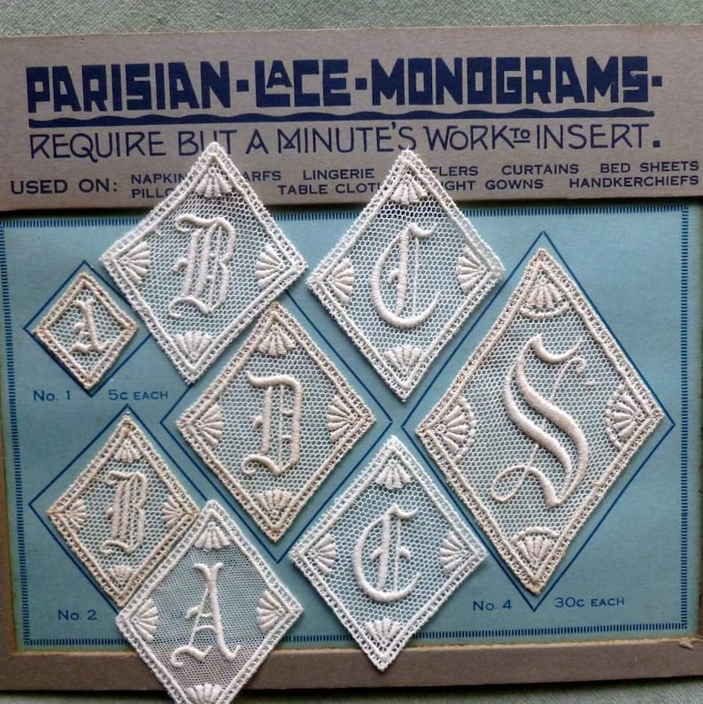 Monogram Parzer Parisian Lace Monograms - Etsy