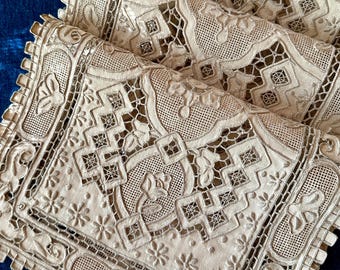 Antique Embroidered Dinner Mat Unused