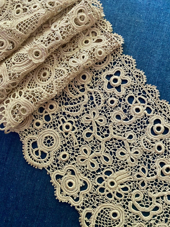 Antique Hand Made Length of Irish Crochet Lace - image 1