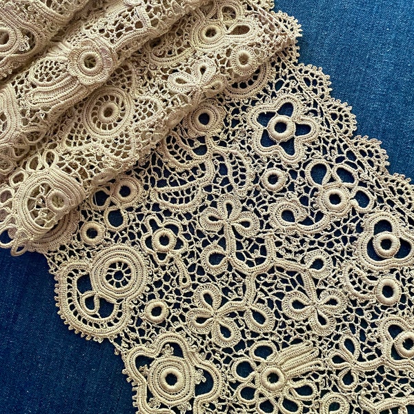 Antique Hand Made Length of Irish Crochet Lace