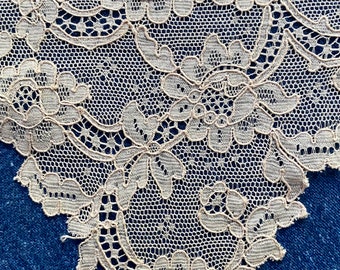 Vintage French Alencon Lace with Florals and Scrolls