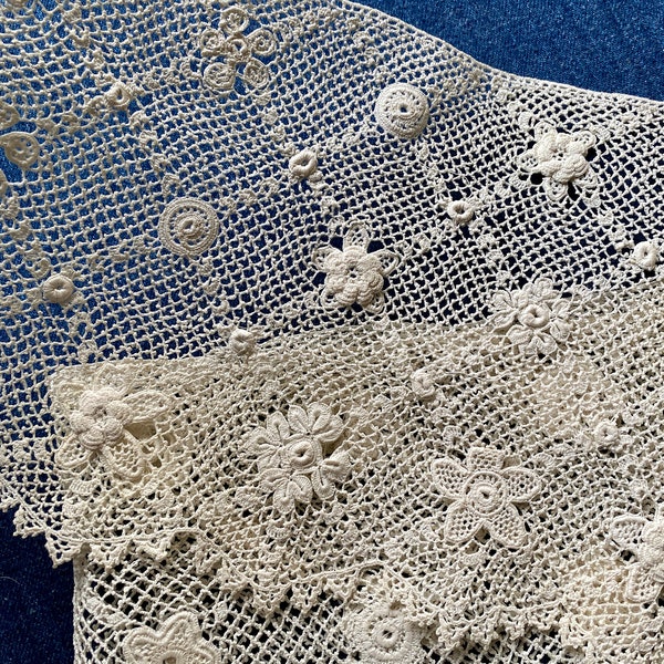 Antique Hand Made Irish Crochet Lace 3 yards 21 Inches