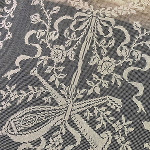 Antique Hand Made Filet Lace Banquet Length Panel