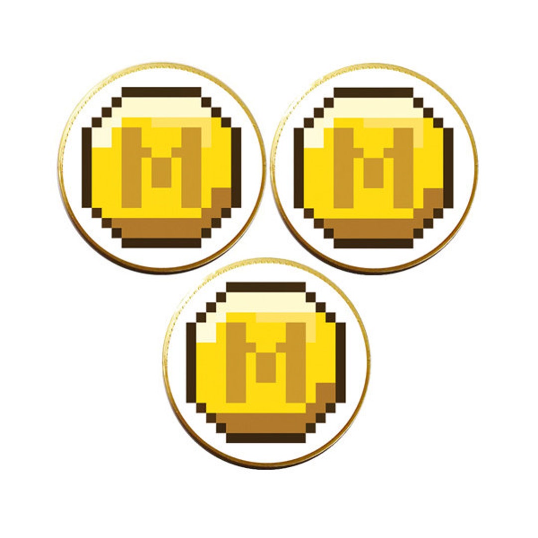 Mine Craft Inspired Chocolate Coin Stickers Birthday Party Bags Games ...