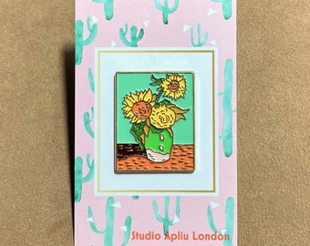 Premium Vincent Van Gogh Sunflower Enamel Pin Badge patch brooch | Handmade | Made in London