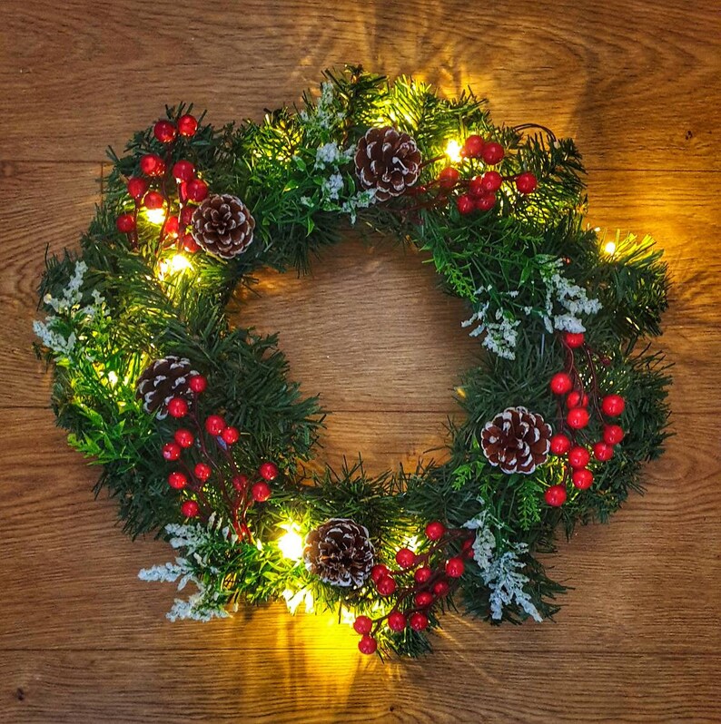 Christmas Wreath With Lights Christmas Wreath for Front Door Etsy UK