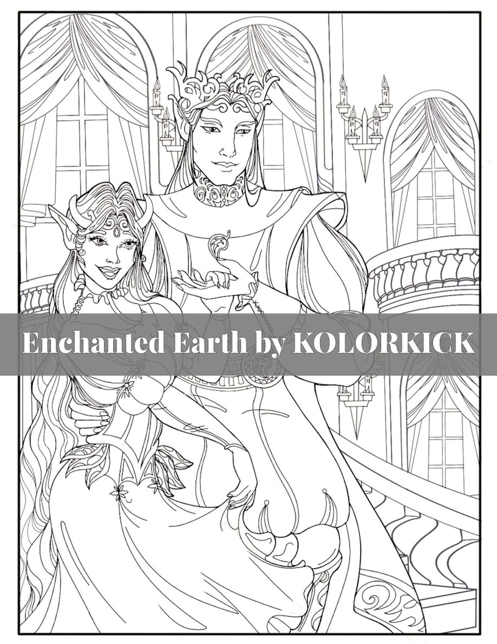 Enchanted Earth: A Fantasy Adult Coloring Book set in a | Etsy