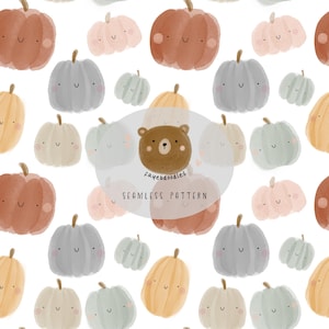 Naadloze patroontegel schattige pompoenen, Halloween-ontwerpbestand, fayebdoodles