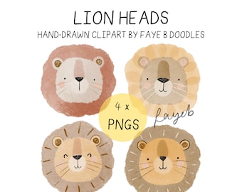 Watercolor Lion Clipart, Safari PNG, Kids Sublimation File