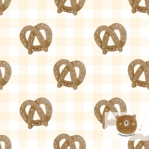Watercolor Pretzel Pattern, Pretzel Pattern, Seamless Pattern Design, Digital Paper, Cute Food Seamless Pattern, Seamless Pattern Food