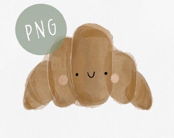 Croissant Clipart PNG, Handrawn Food Clipart