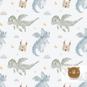 Dragon Seamless Pattern, Baby Dragon Seamless Pattern, Cute Dragon Fabric, Dragon seamless pattern, seamless pattern, castle seamless