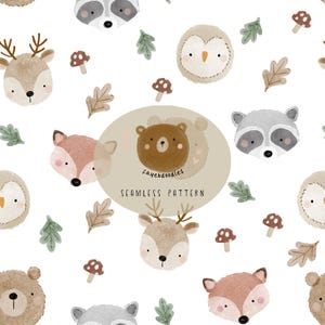 Aquarell Waldtiere Muster, Herbst Muster, Minimalistisch, fayebdoodles
