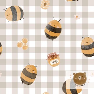 Fuzzy Bumble Bee Seamless File, Bee Seamless file, Neutral Bee surface pattern, Seamless Files Spring, Floral Bee Seamless File