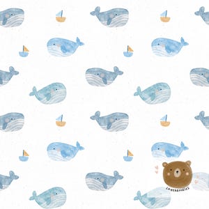 Whales Seamless Pattern: Sea Seamless Pattern, Summer Seamless Pattern