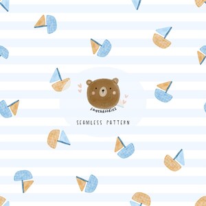 Boat Seamless Pattern, Nautical Design, Gender Neutral Seamless, fayebdoodles