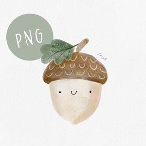 Cute Acorn PNG, PNG for Sublimation, Fall Clipart, Acorn PNG, Watercolour Acorn, Cute Fall Clipart, Acorn Clipart, Autumn Clipart