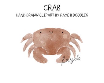 Hand-drawn Crab Illustration, Nautical Clipart, Sublimation PNG, fayebdoodles