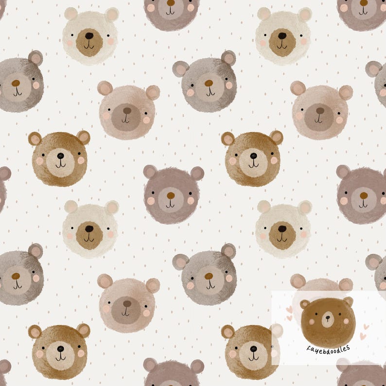 Cute Bear Seamless Pattern, Animal Seamless Pattern, Bear Digital Paper ...