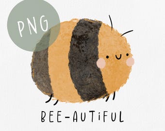 Cute Bumblebee Clipart, Bee Clipart, Bee clipart png, Watercolor Bee, Cute Spring Clipart, Girls Clipart, Kawaii Animal Clipart, Bee png