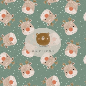 Rudolph Heads Jul Seamless Mönster av fayebdoodles
