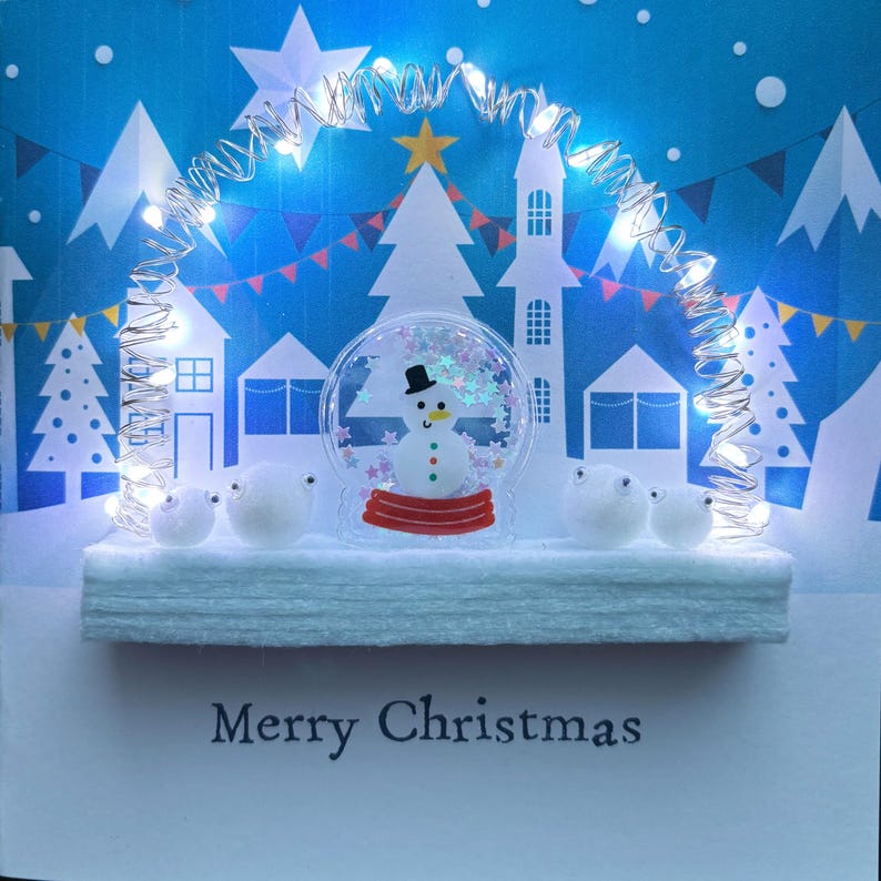 Christmas Snowman Light up Card, Personalised Light up Christmas Card