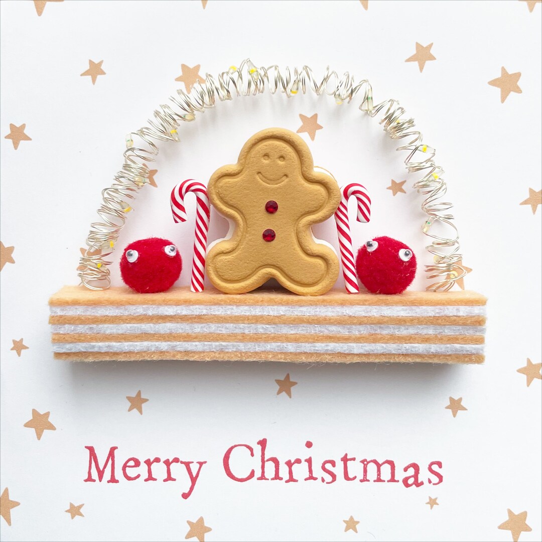 Gingerbread Man Light up Card Mini Candy Canes and Warm White Etsy UK