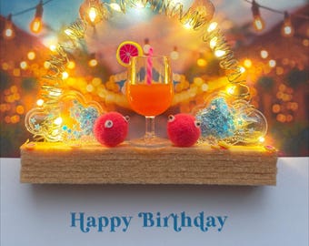 LED Cocktail Birthday Card: Summer Lights Party, Personalized Boxed Card