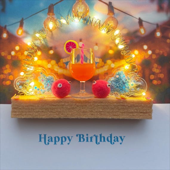 LED Cocktail Birthday Card: Summer Lights Party, Personalized Boxed Card
