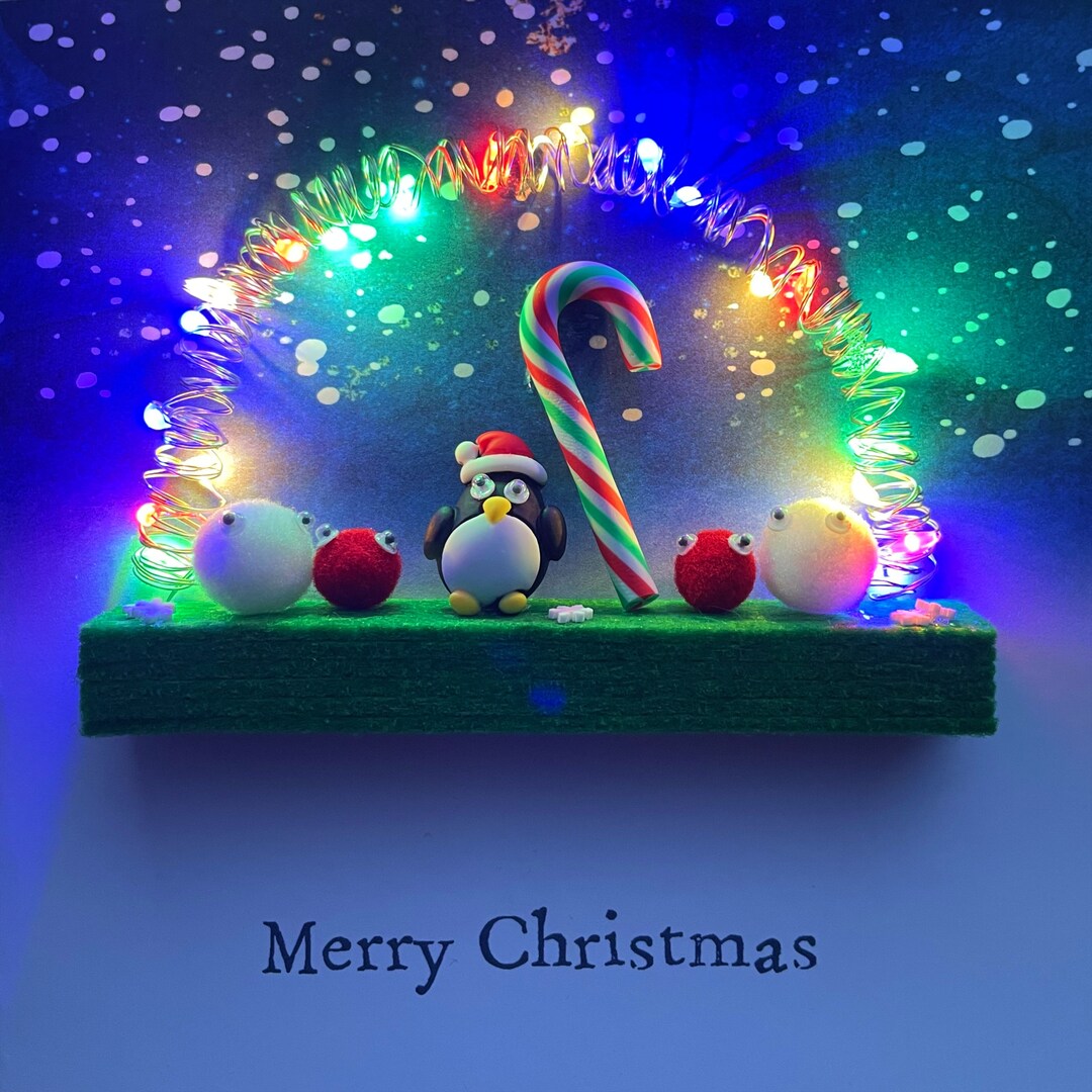 Christmas Penguin Light up Card, LED Light up Card, Christmas Candy