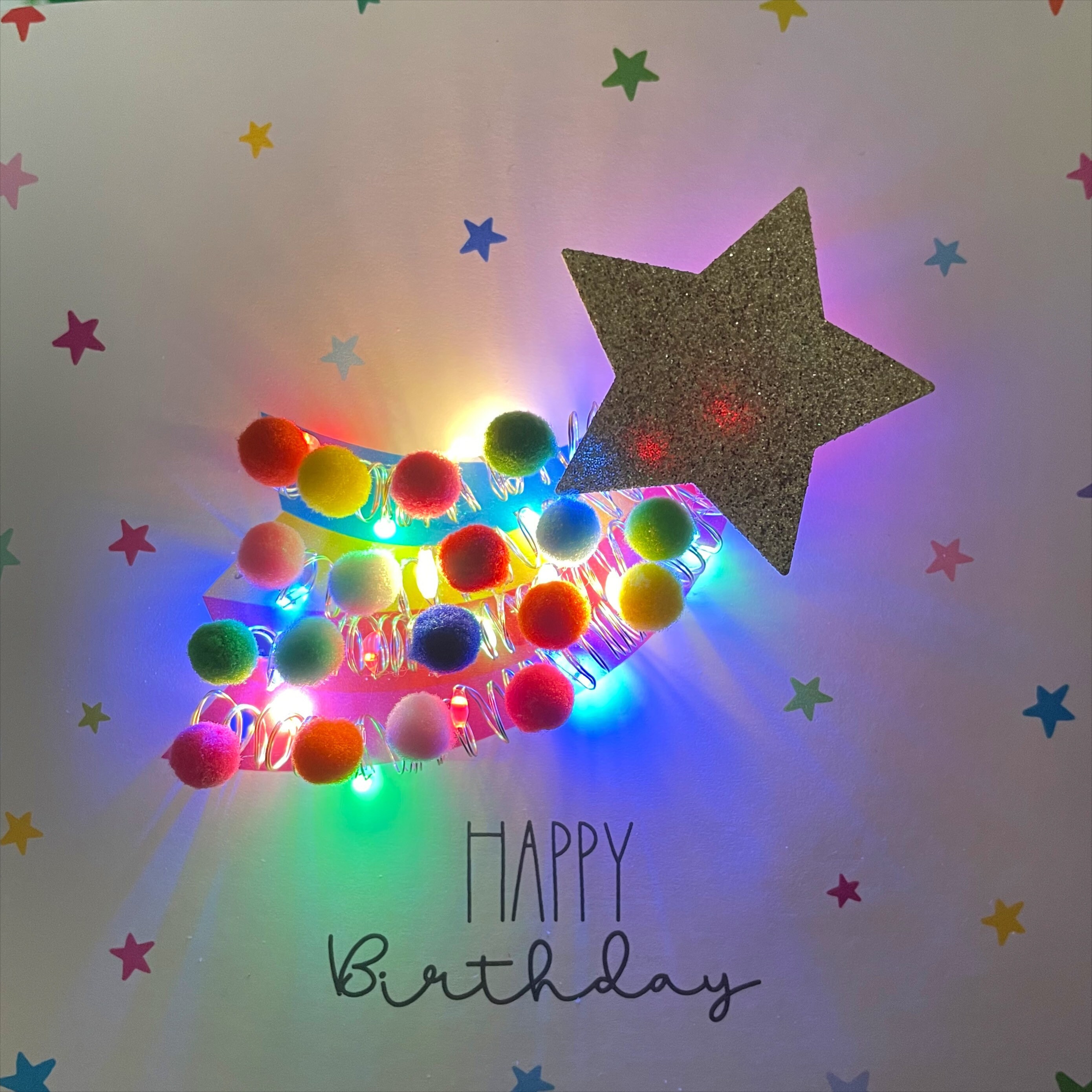 Light up Star Birthday Card Light up Comet Multi Colour Etsy UK