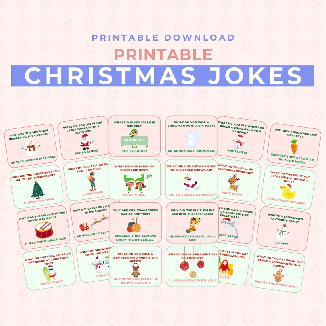 Printable Christmas Jokes Christmas Lunchbox Notes Printable Etsy