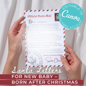 Carta a Papá Noel, bebé recién nacido, bebé nacido después de Navidad, futuros padres, carta a Papá Noel personalizable, carta a Papá Noel editable, DESCARGA INSTANTÁNEA