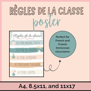 Règles de la classe- BOHO ポスター フランスの教室ルール ポスター