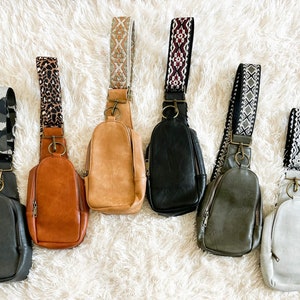 Vegan Leather Sling Bag with Guitar Strap