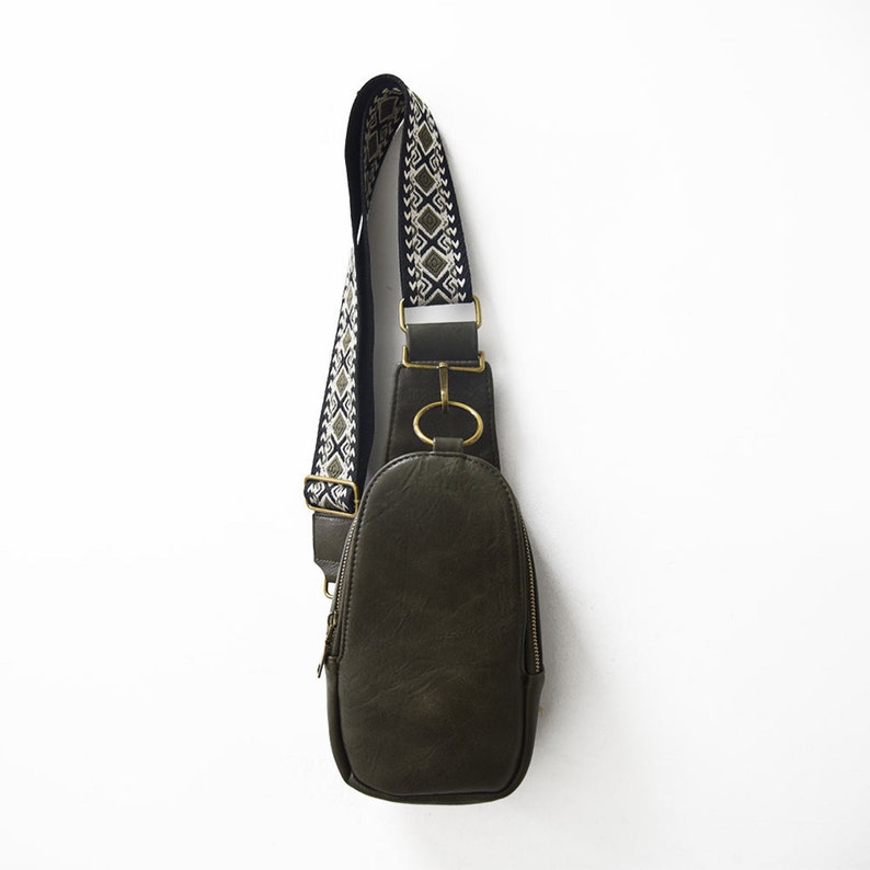 Vegan Leather Sling Bag With Guitar Strap Etsy