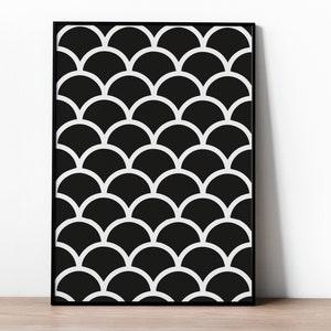 Baby sensory nursery print, Fish scales, geometric shapes, nursery poster, nursery decor, baby prints, kids prints, sensory, black & White