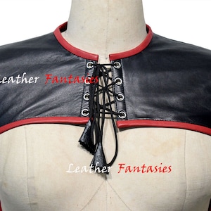 Real Leather Arm binder With Black And Red Piping Full Lacing Back Closure