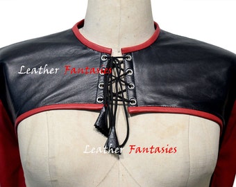 Real Leather Arm binder With Black And Red Piping Full Lacing Back Closure