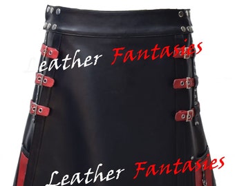 Men's Hybrid Utility Kilt Genuine Leather Gothic Kilt / Punk Utility Kilt For Men