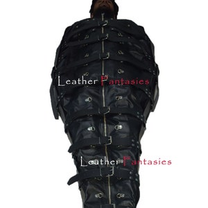 Real Leather Sleep sack body bag Black Genuine Leather Bag Restricted Binder, Adult Bag, Premium Leather Heavy Duty Set