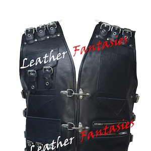 Men’s Genuine Leather Heavy Duty Buckled Rocker Motorcycle Waist Coat|Real Leather Biker Vest, Utility Vest