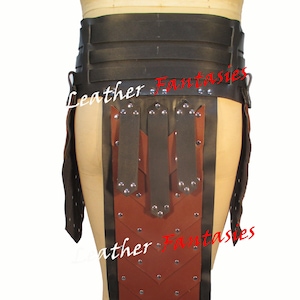 Genuine Leather Medieval LARP Faulds Tassets Viking Waist Hip Protection/Battle Skirt Leg Thigh Armor Elf Knight Costume Belt for Unisex