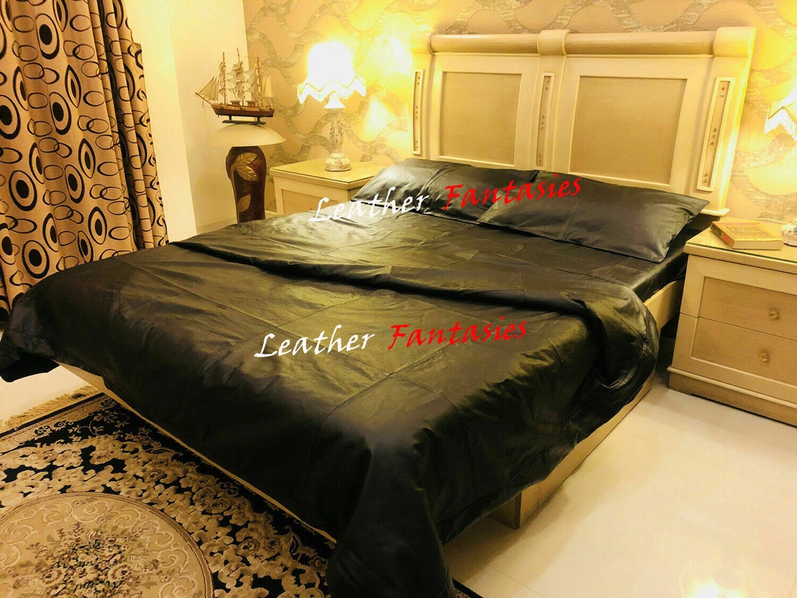 Genuine Leather Bed Linen With Pillows Single / Double / King Etsy