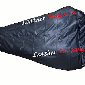 Genuine Black Leather Mummy sleep camping bag with zipper for Hiking , Camping ,Warm and Comfortable Bag Great for Camping in every Seasons