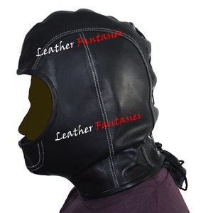 Genuine Leather Medieval Hood Open eyes and nose With Lacing Back For Gothic Party wear/Avatar Hood/Winter hood