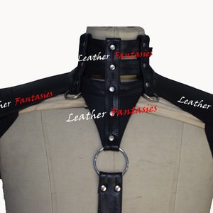 Men chest bondage Bust Real Leather Halter Neck Adjustable Buckles Body Chest Harness Belt Fancy Costume Straps
