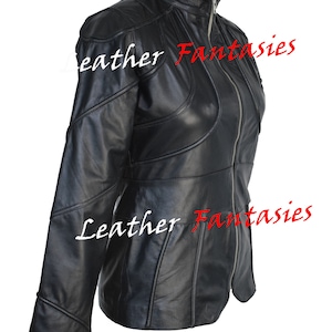 Real Leather Slim Fit Zipper Jacket for women