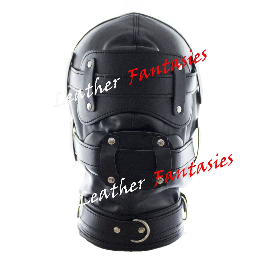Bondage Bekleidungen Rollenspiel aus Leder fur Damen Leder Bondage Maske Hood Gimp Fetisch Maske Rollenspiel / echtes