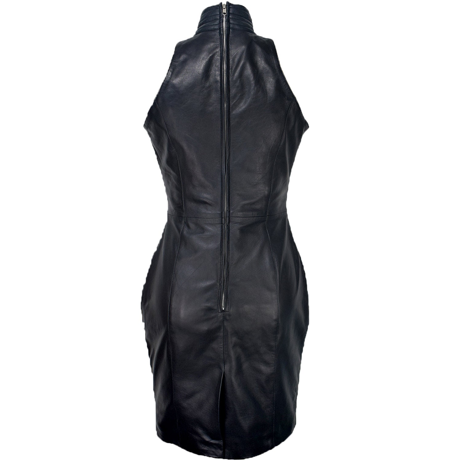 Solid Real Leather Soft Feel for Women Sleeveless Mini Coat Dress Half ...